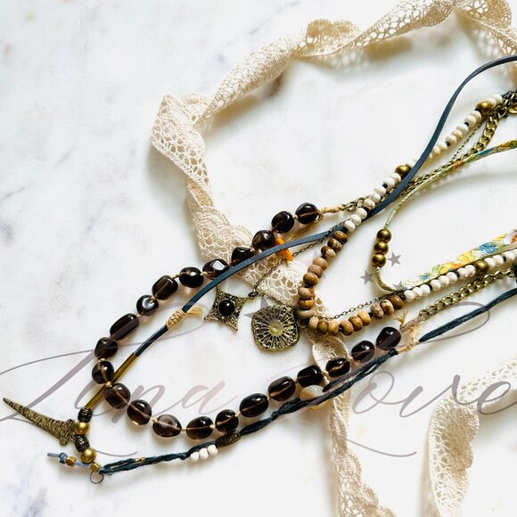 FREE PEOPLE x Ariana Ost Wavey Baby Layered Necklace In Natural NWT - Picture 3 of 6